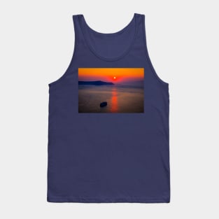 Santorini Cruise Ship, Red Sunset Tank Top